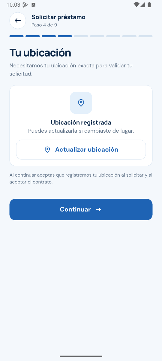 Detalle del préstamo: monto, cargo, plazo y total
